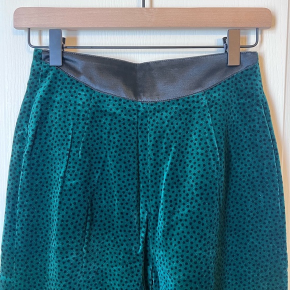 VINTAGE Escada by Margaretha Ley Green Velvet Pants Luxury Brand - Picture 5 of 8